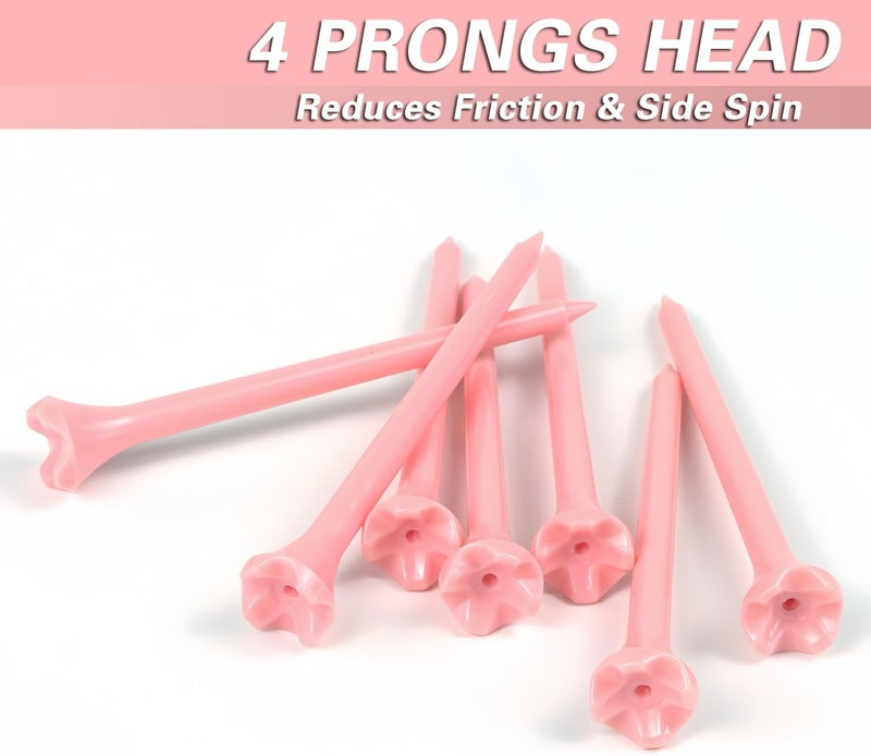 EWILLING Store Stable & Durable Plastic Golf Tees 60Pcs Size 2-3/4 Inch or 3-1/4 Inch Packaged in Plastic Jar with Lid Available Pink White Blue Color - Image 3
